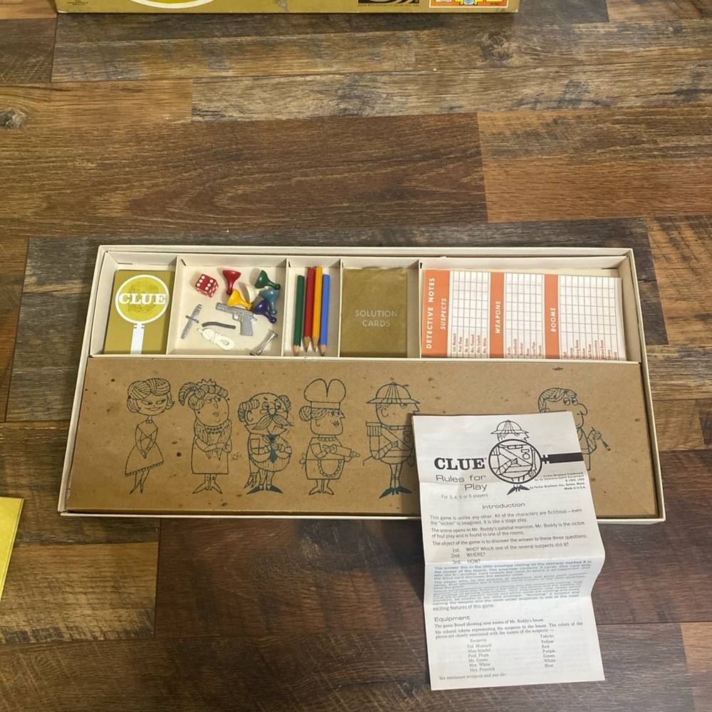 Vintage Parker Brother Clue Detective Board Game 1949 1950 1963 - Picture 5 of 8